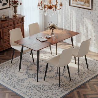 Sunvega Modern Leather Dining Chairs with Sturdy Metal Legs and Upholstered Cushion Seat
