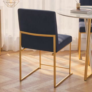 Sunvega Gold and Black Velvet Upholstered High Back Dining Chairs Set of 2