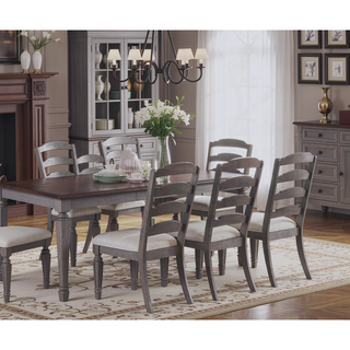 Sunvega Light Grey Classic Ladder Back Dining Chairs with Cushion Seat Set of 2