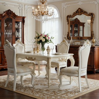 Sunvega Butterscotch Faux Leather Upholstered Side Chairs with Antique Pearl Finish
