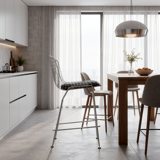Sunvega Set of Two Polished Chrome Frame PU Leather Bar Stools with Fire-Resistant Upholstery