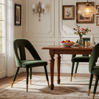 Sunvega Modern Velvet Upholstered Dining Chair with Gold Metal Tips for Dining Room