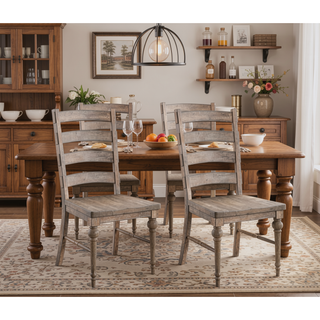 Sunvega Sandstone Buff Ladderback Dining Chairs in a Set of 2