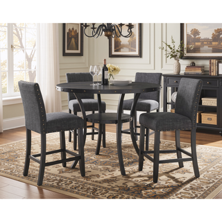 Sunvega Set of 2 Blue Linen Counter Height Stools with Nailhead Trim