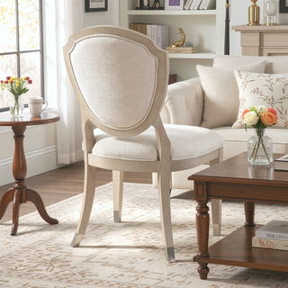 Sunvega Modern Light Oak Finish Wooden Side Chairs with Chenille Upholstery Set of 2