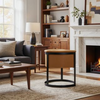 Sunvega Modern Upholstered Faux Leather Dining Chair with Geometric Metal Frame