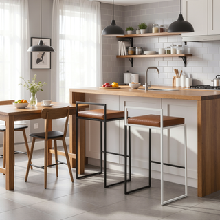Sunvega Contemporary Stackable Counter Stool with Upholstered Padded Seat for Dining
