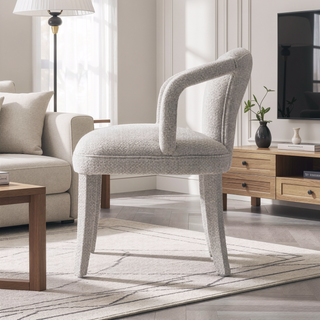 Sunvega Mid-Century Modern Tweed Upholstered Armchair for Dining and Living Room