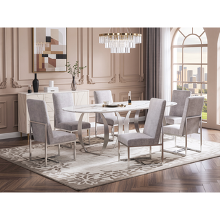 Sunvega Modern Velvet Upholstered Stainless Steel Dining Chair with Chrome Finish