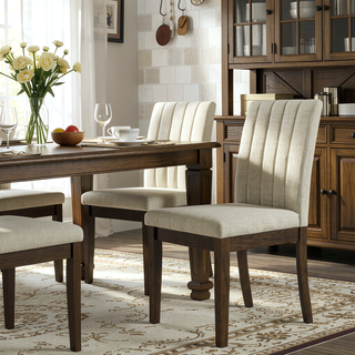 Sunvega Modern Channel-back Parsons Dining Chair Set of 2 in Light Taupe