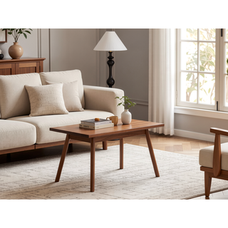 Sunvega Natural Finish Accent Table Made from Rubber Wood for Living Room