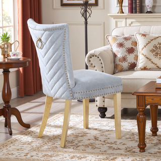 Sunvega Gold Velvet Upholstered Dining Chairs with Tufted Design and Metal Legs