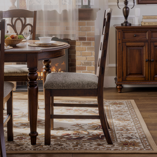 Sunvega Rustic Brown and Grey Solid Wood Ladder Back Side Chairs Set of 2