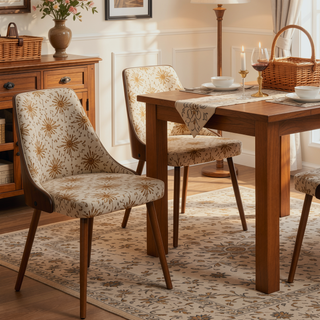 Sunvega Mid-Century Modern Dining Chair with Faux Leather Upholstery and Wood Frame