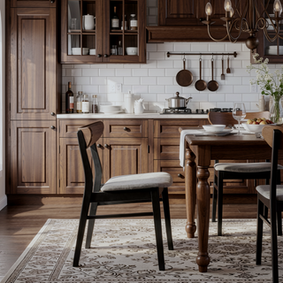 Sunvega Modern Walnut and Black Finish Rectangular Wooden Dining Table