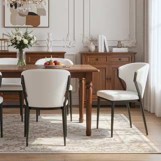 Sunvega Modern Upholstered Leatherette Dining Chair with Metal Frame, Set of 2