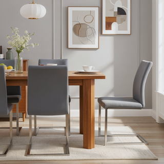 Sunvega Grey Faux Leather Upholstered Contemporary Dining Chair Set of 2