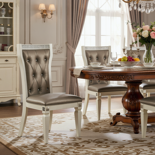 Sunvega Glamorous Acrylic Crystal Tufted Back Upholstered Dining Side Chairs Set