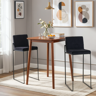 Sunvega Fuji Contemporary High Back Barstool Set of 3 with Velvet Upholstery