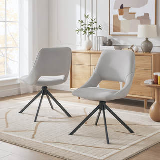 Sunvega Modern PU Leather Swivel Dining Chairs Set of 2 with Auto-Return and High Back