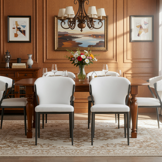Sunvega Modern Upholstered Leatherette Dining Chair with Metal Frame, Set of 2
