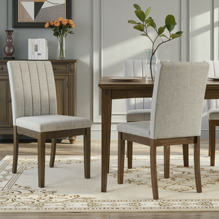 Sunvega Modern Channel-back Parsons Dining Chair Set of 2 in Light Taupe