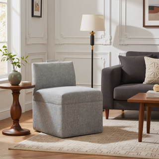 Sunvega Modern Upholstered Caster Chair in Ashen Grey Performance Fabric