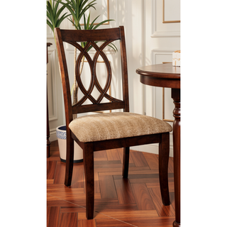 Sunvega Brown Cherry Padded Fabric Dining Chairs Set of 2 Side Chairs