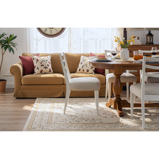 Sunvega White Finish Ladderback Side Dining Chair with Polyester Upholstered Seat Set of 2