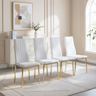 Sunvega Golden Legs and Black Seat Comfortable Durable Dining Chair Set of 4