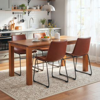 Sunvega Industrial Black Steel and Cognac Faux Leather Duke Side Chair Set of 2