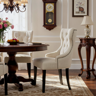 Sunvega Gillian Grey and Black Upholstered Dining Side Chair with Wingback Design