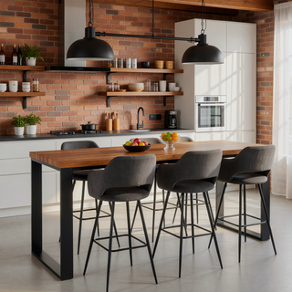 Sunvega Contemporary Black Metal and Grey Faux Leather Barstools Set of 2