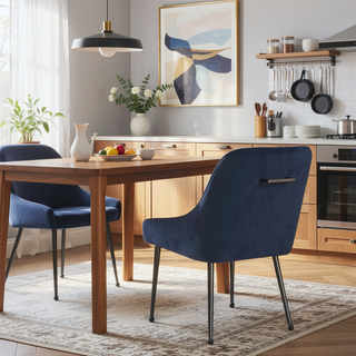 Sunvega Foam-Padded Upholstered Dining Side Chairs with Sloped Arms and Elegant Handle