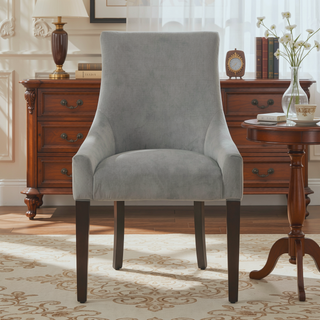 Sunvega Plush Two Tone Fabric Upholstered Dining Chair with Walnut Finish