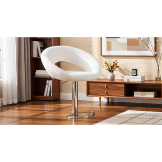 Sunvega Modern Adjustable Height Faux Leather Swivel Stools with Chrome Base Set of 2