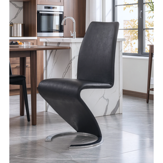 Sunvega Z-Shape Dining Chair with Padded Seating and PU Finish Kit of 2