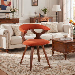 Sunvega Mid-Century Modern Dining or Accent Chair with Swivel and Cutout Backrest