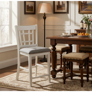 Sunvega Antique White and Rosy Brown Finish Counter Height Dining Table with Extension Leaf