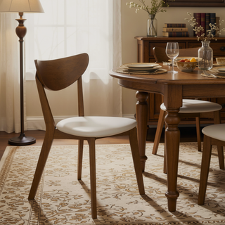 Sunvega Curved Back Dining Chair Set of 2 with Cushioned Seat and Angled Legs