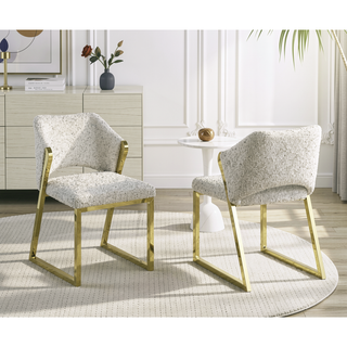 Sunvega Teddy Sherpa Side Chair with Mirrored Gold Finish and Padded Seat