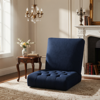 Sunvega Dark Grey Roll Top Button Tufted Dining Chairs Set of 2
