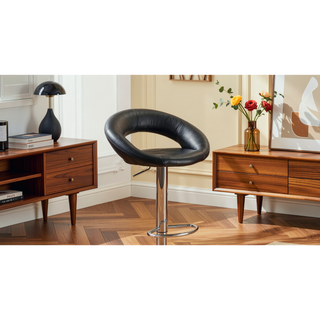 Sunvega Modern Adjustable Height Faux Leather Swivel Stools with Chrome Base Set of 2