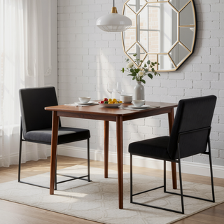 Sunvega Fuji High Back Contemporary Dining Chair with Black Steel Frame and Velvet Upholstery