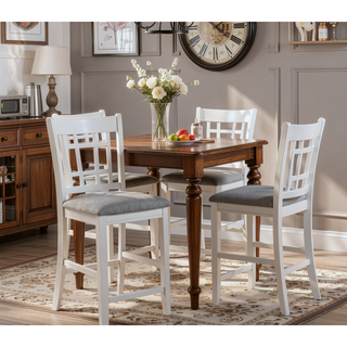 Sunvega Contemporary 18" Extendable Leaf Storage Table with Two-Tone Chalk Gray Finish