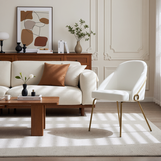 Sunvega Modern Upholstered Leatherette Dining Chair with Gold Steel Frame