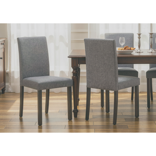 Sunvega Contemporary Style Gray Fabric Upholstered Dining Chairs with Brown Finish Legs
