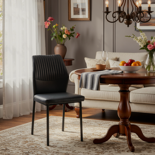 Sunvega PU Leather Dining Chairs Set of 4 with Metal Legs for Modern Kitchen