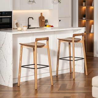 Sunvega 26.5 Inch Modern Minimalist Low Back Wood Counter Stool in Dark Brown Walnut
