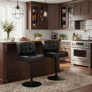 Sunvega Adjustable Swivel Bar Stools Set of 2 with Thick Padded Cushion